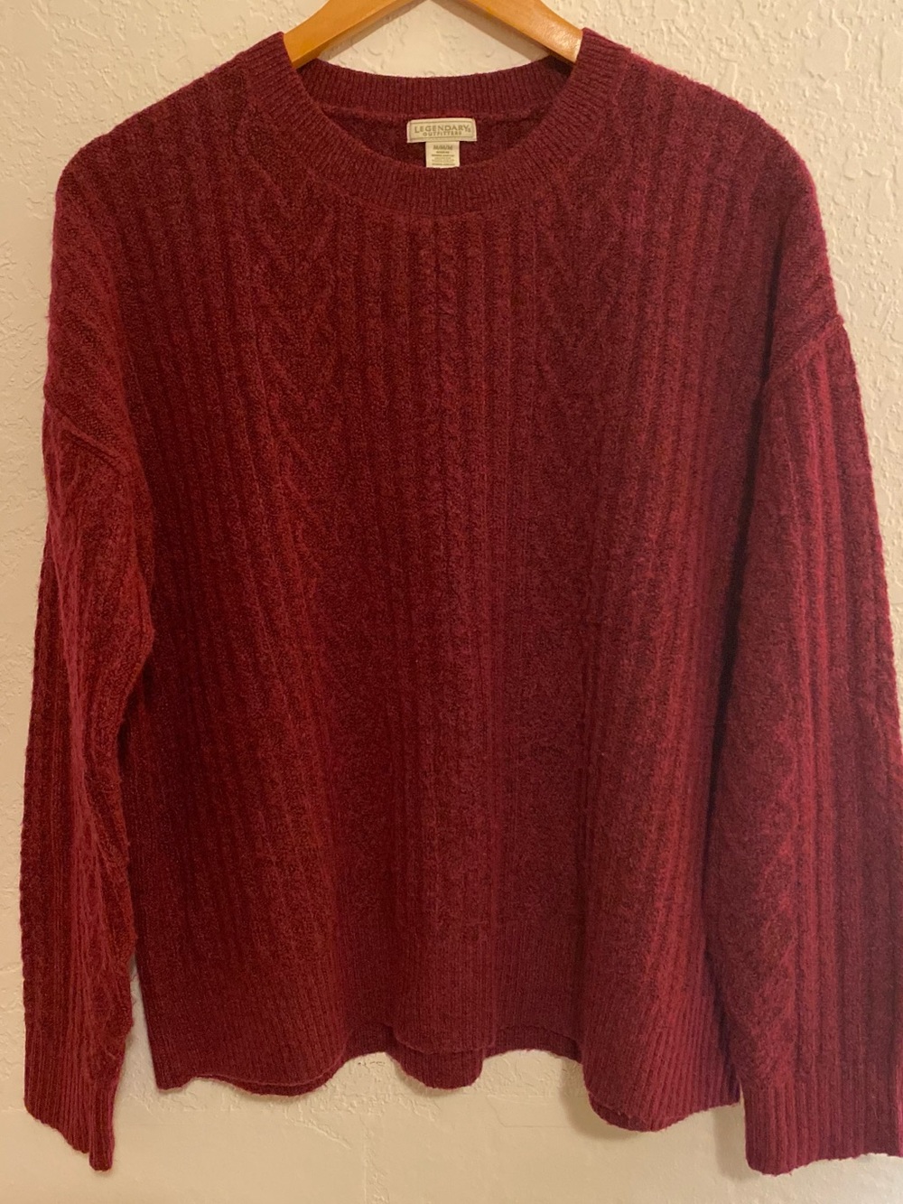 Legendary Outfitters Cable Knit Crewneck Sweater - Deep Burgundy Size M